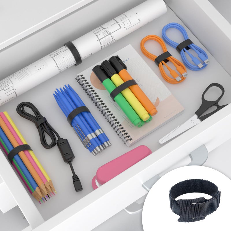 Sutoug 60Pcs 6 Inch Reusable Cable Ties Black, Adjustable Cable Straps, Cable Tie Management, Cable Tidy For Desktop Charging Cables, Home And Office - Image 2